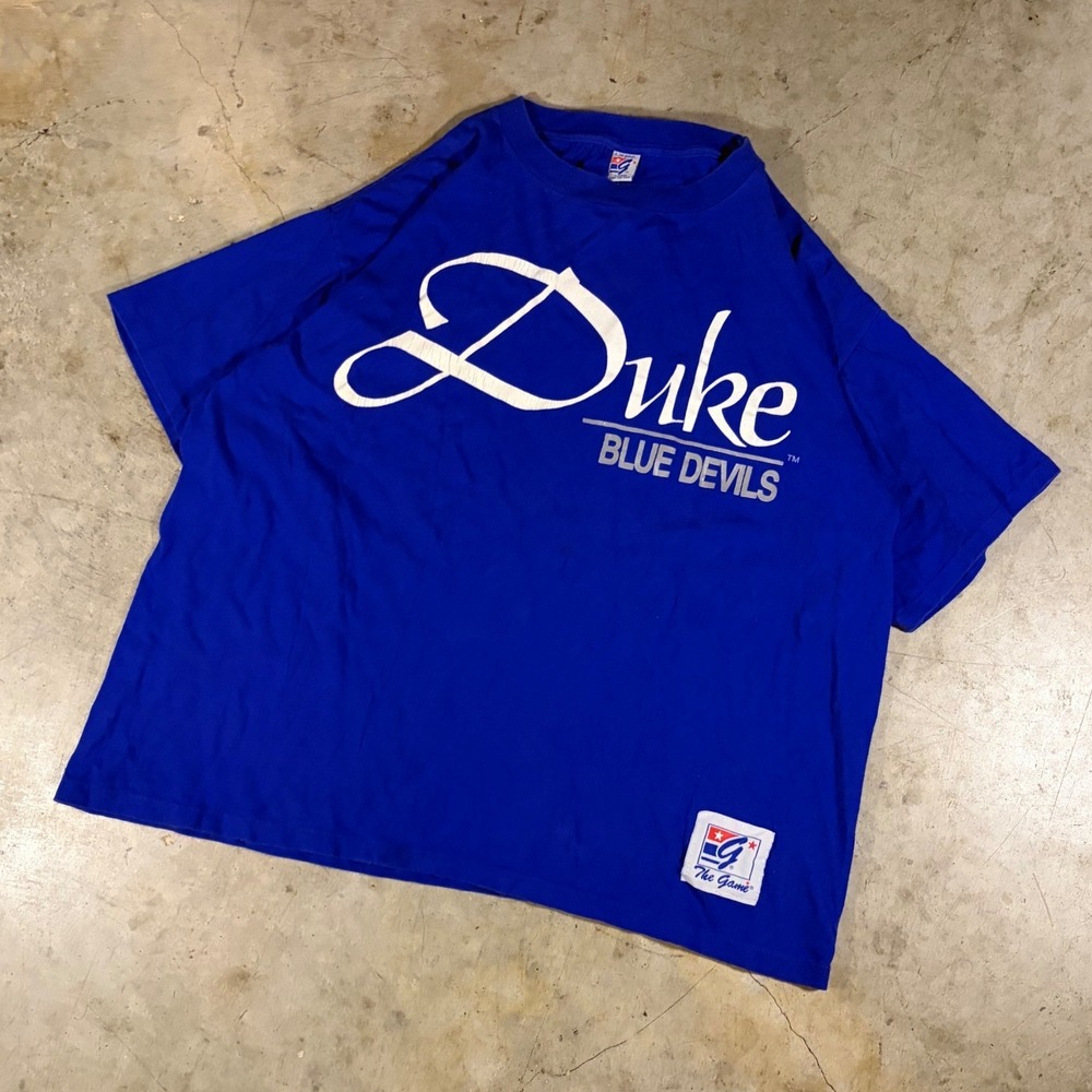 Vintage The Game Duke Blue Devils T Shirt Mens XL Blue Made in USA Cotton Tee